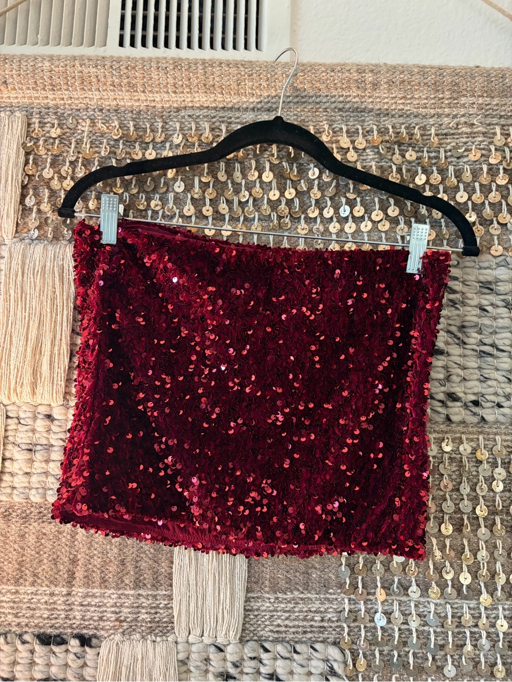 ♥️ NWT Anthropologie red sequin strapless tube top sz M ❤️